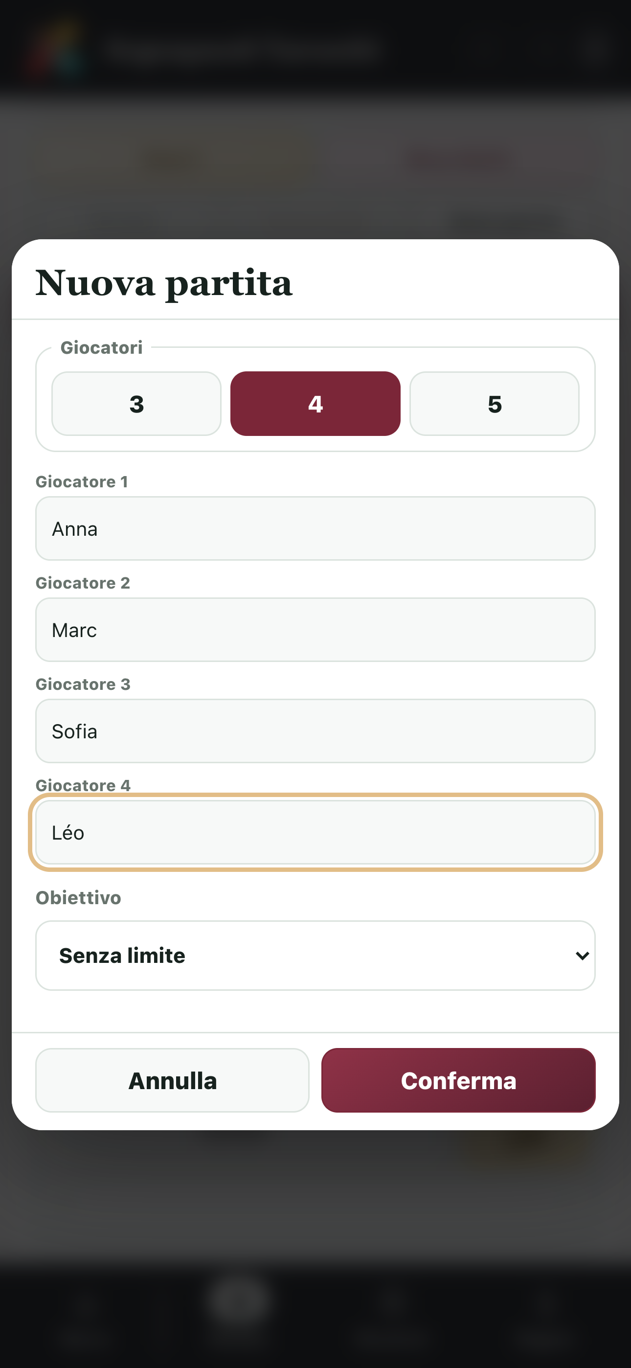 Preparazione di una partita di Tarocchi a quattro giocatori