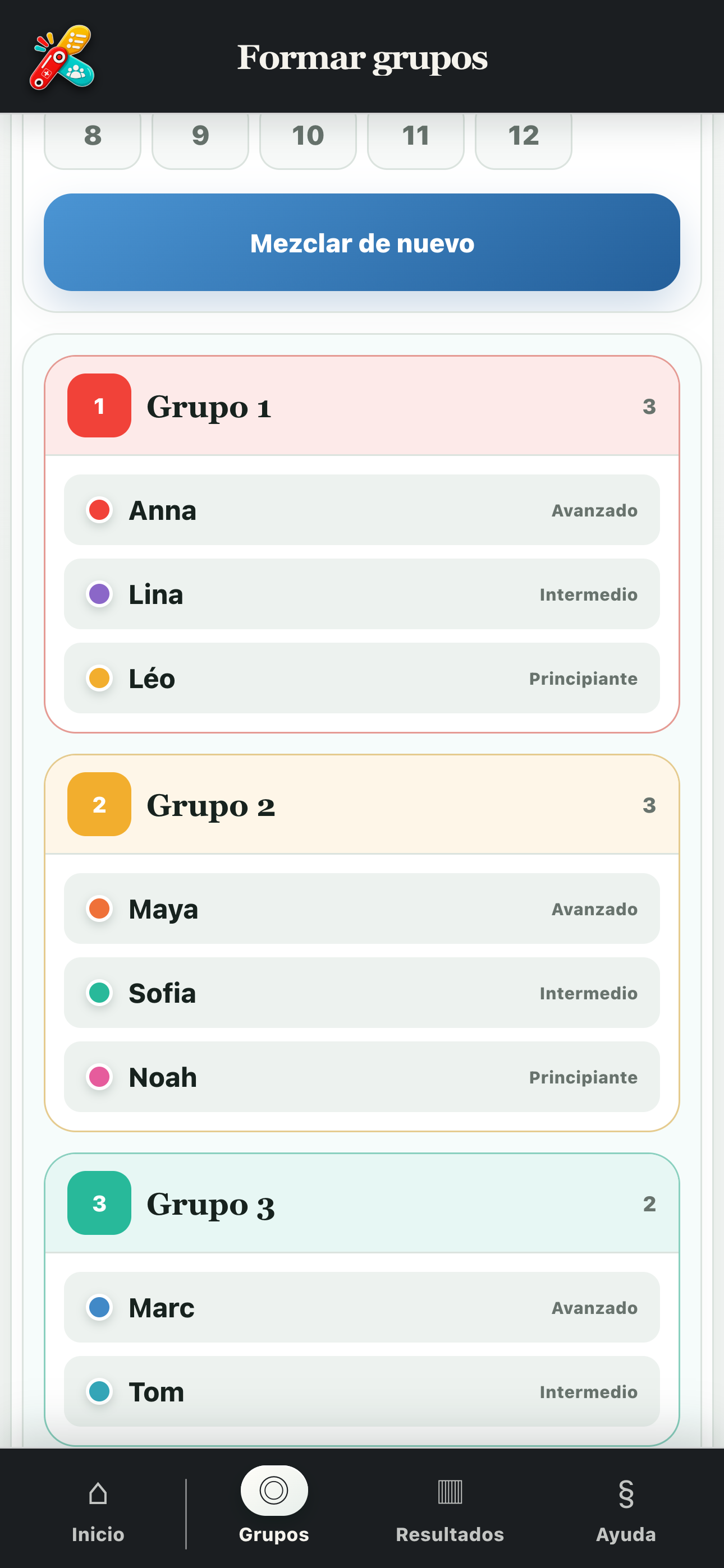 Resultado de tres grupos equilibrados en PratiKit