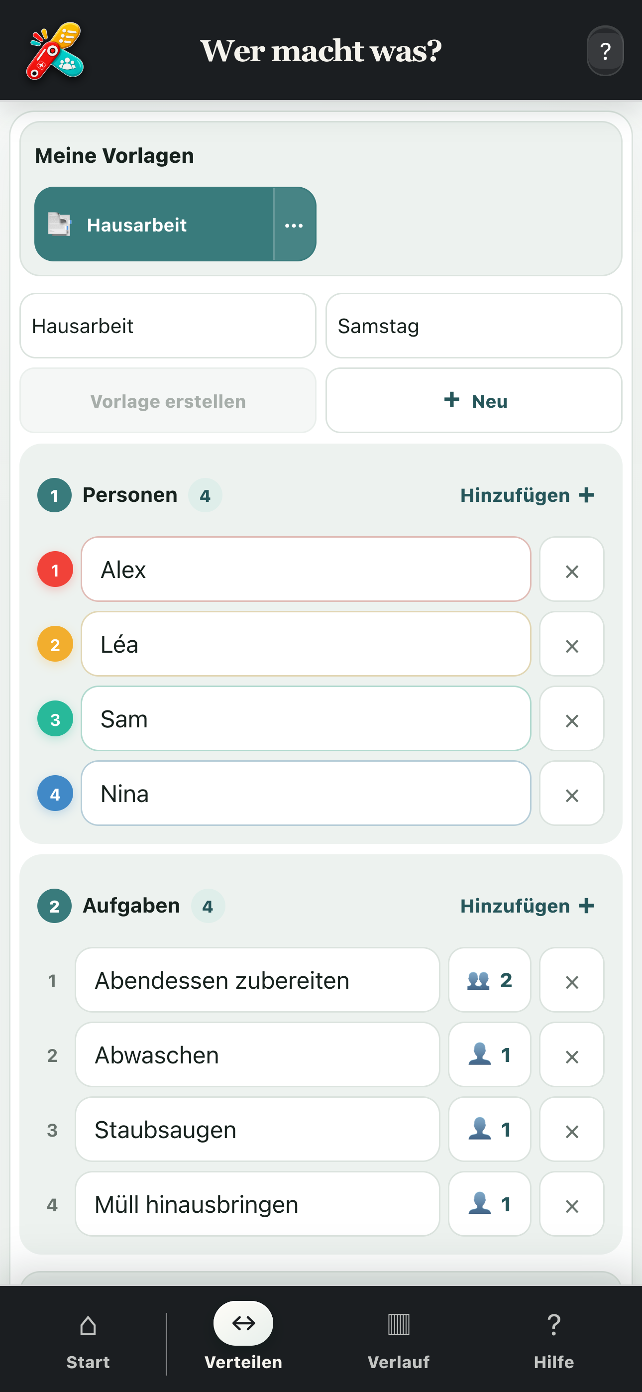 Personen und Aufgaben im Werkzeug Wer macht was?