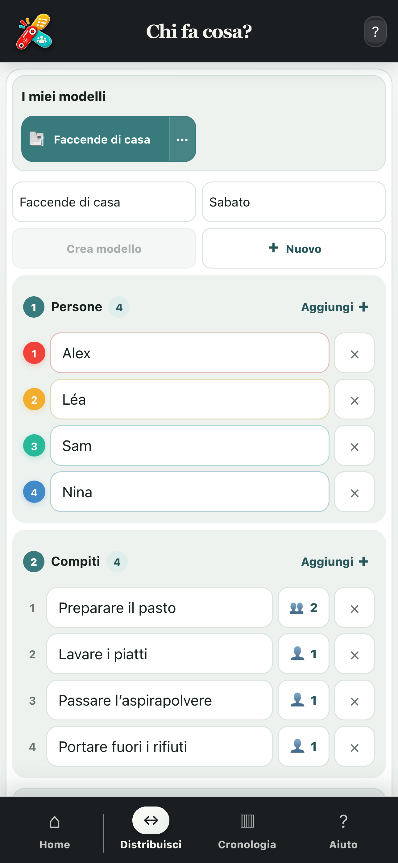 Persone e compiti aggiunti allo strumento Chi fa cosa?